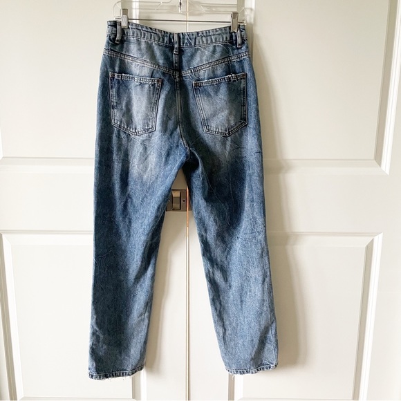 Free People Dakota Straight-Leg Indigo Blue High Rise Distressed Jean Size 29 - Picture 12 of 13